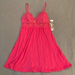 NWT Daisy Fuentes Hot Pink Lace Babydoll Chemise